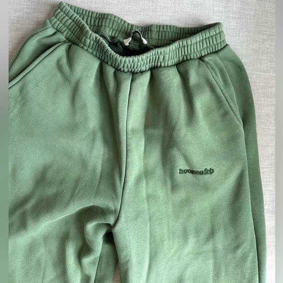 House of CB Cloud GREEN BRUSHBACK JOGGING TROUSERS - Picture 9 of 11